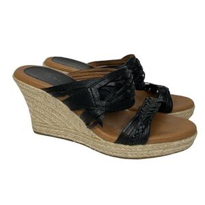 Lucky Brand Espadrille‎ Wedge Black Woven Leather Taleen Sandal Women’s 8M/38